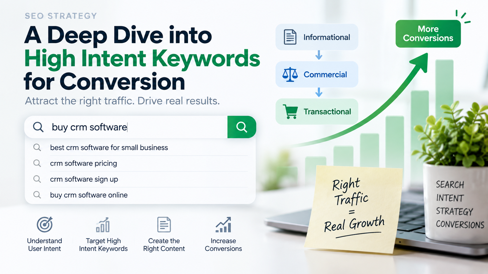 High intent keywords for conversion SEO strategy showing commercial and transactional search intent